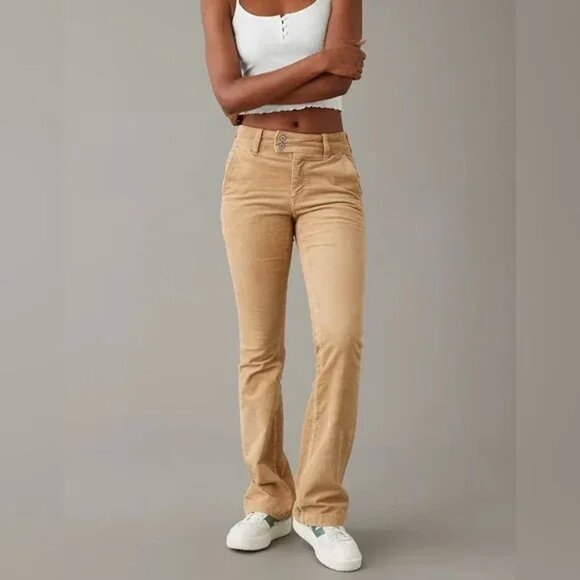 American Eagle Tan Corduroy High-Rise Bootcut Pants Sz 26/2 New NWT - Picture 1 of 5